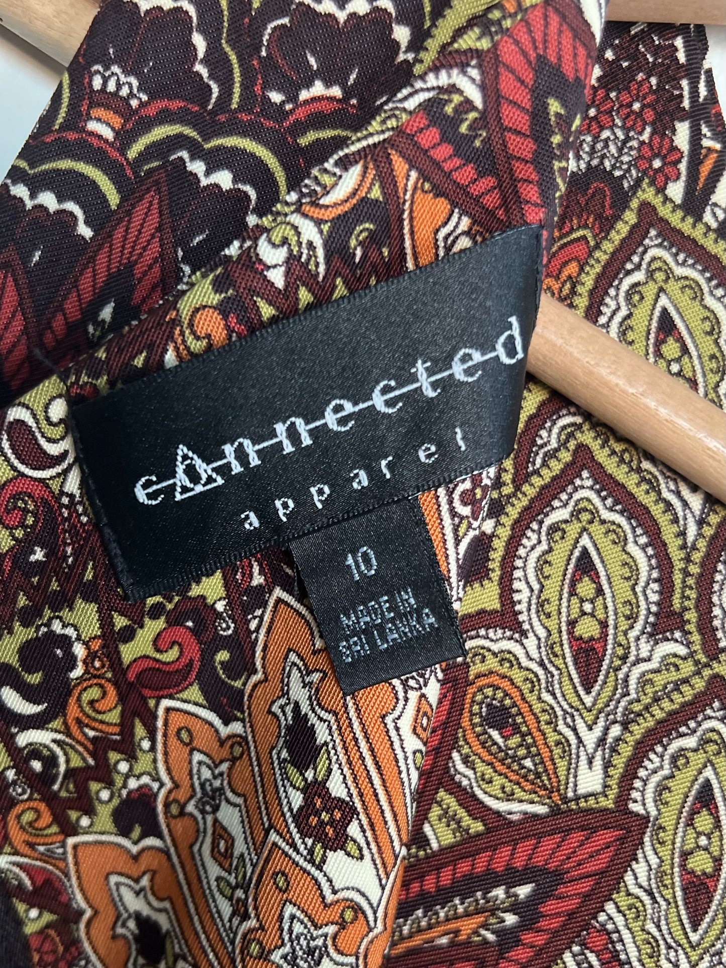 "Connected apparel" brown paisly dress / Size 10
