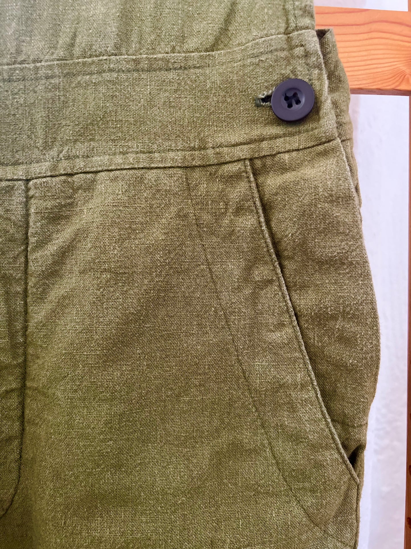 "SEEKER" Organic Cotton olive green overall / Size 28