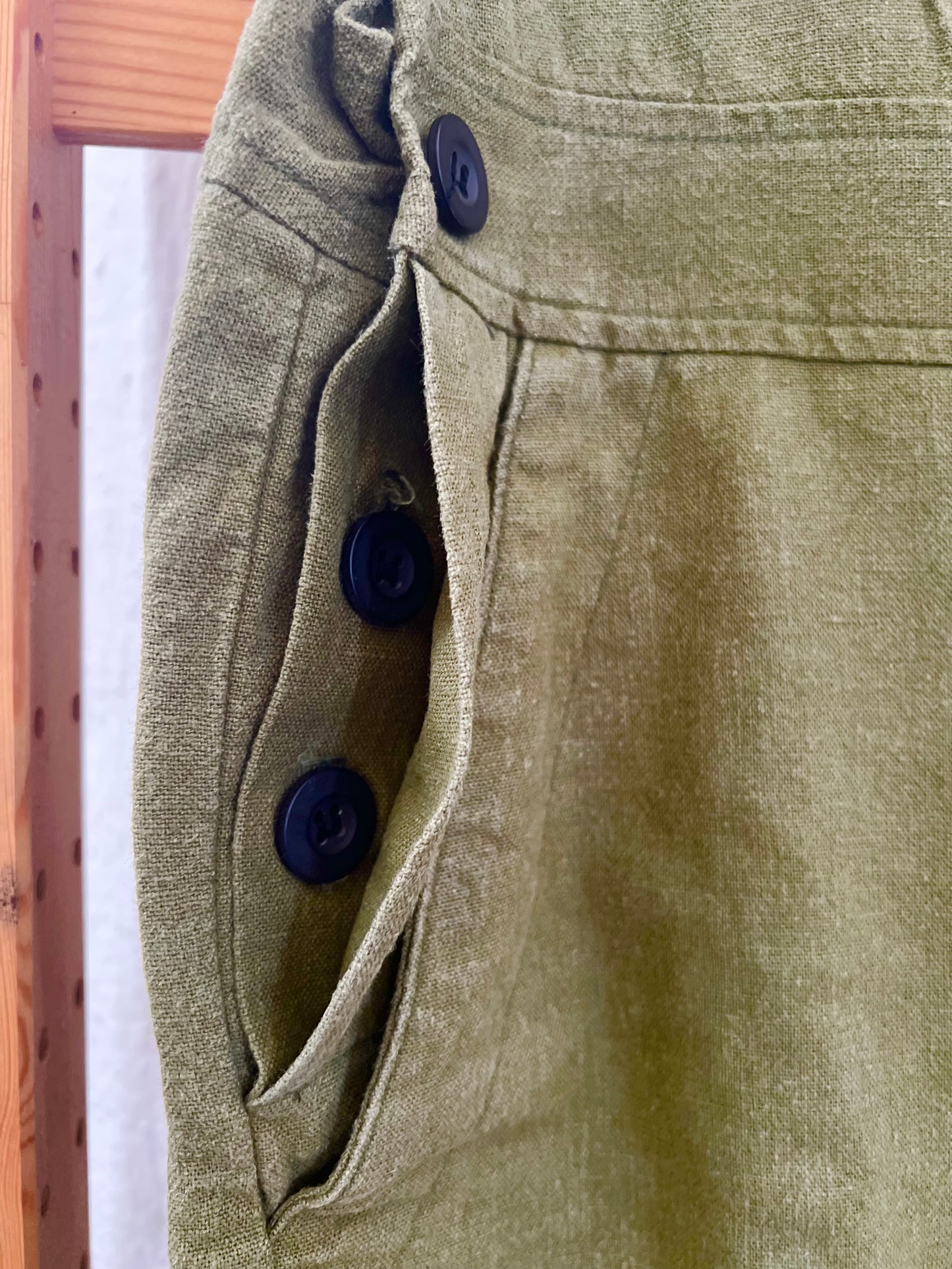 "SEEKER" Organic Cotton olive green overall / Size 28