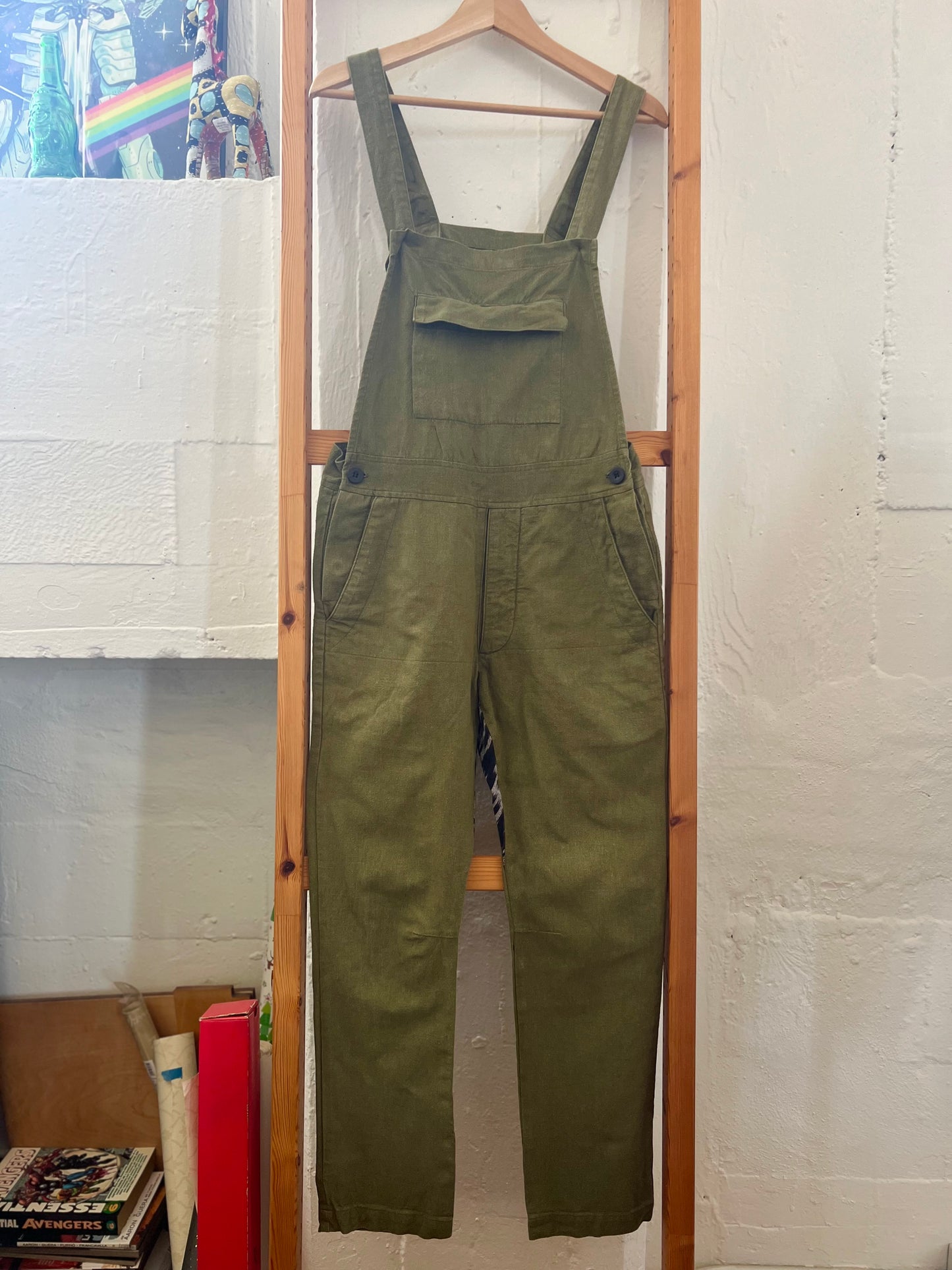 "SEEKER" Organic Cotton olive green overall / Size 28