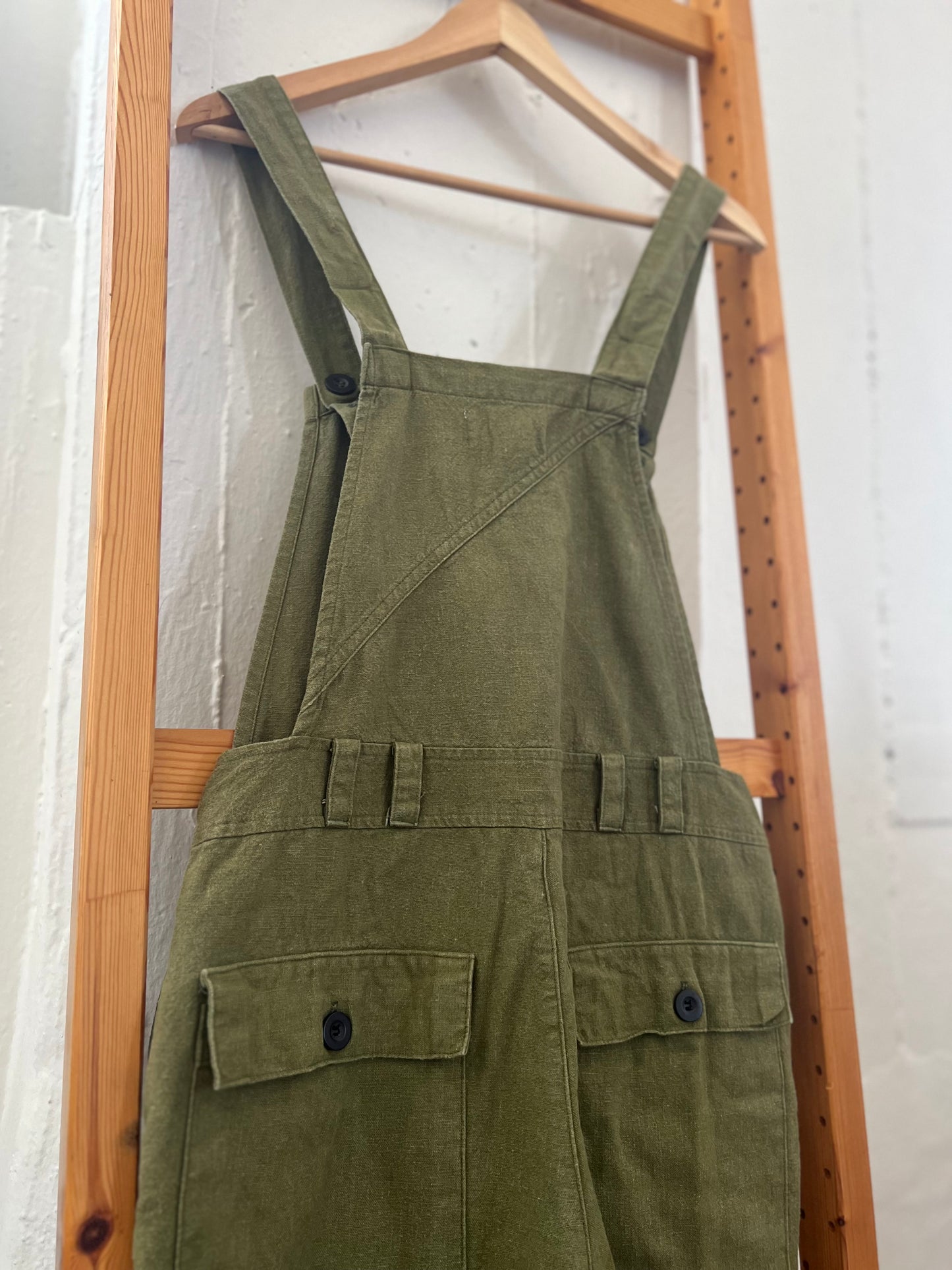 "SEEKER" Organic Cotton olive green overall / Size 28