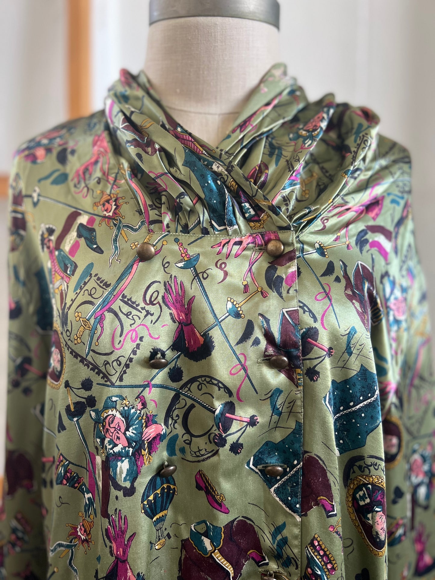 Vintage "CRISCA" circus silk long sleeves shirt / Size 42