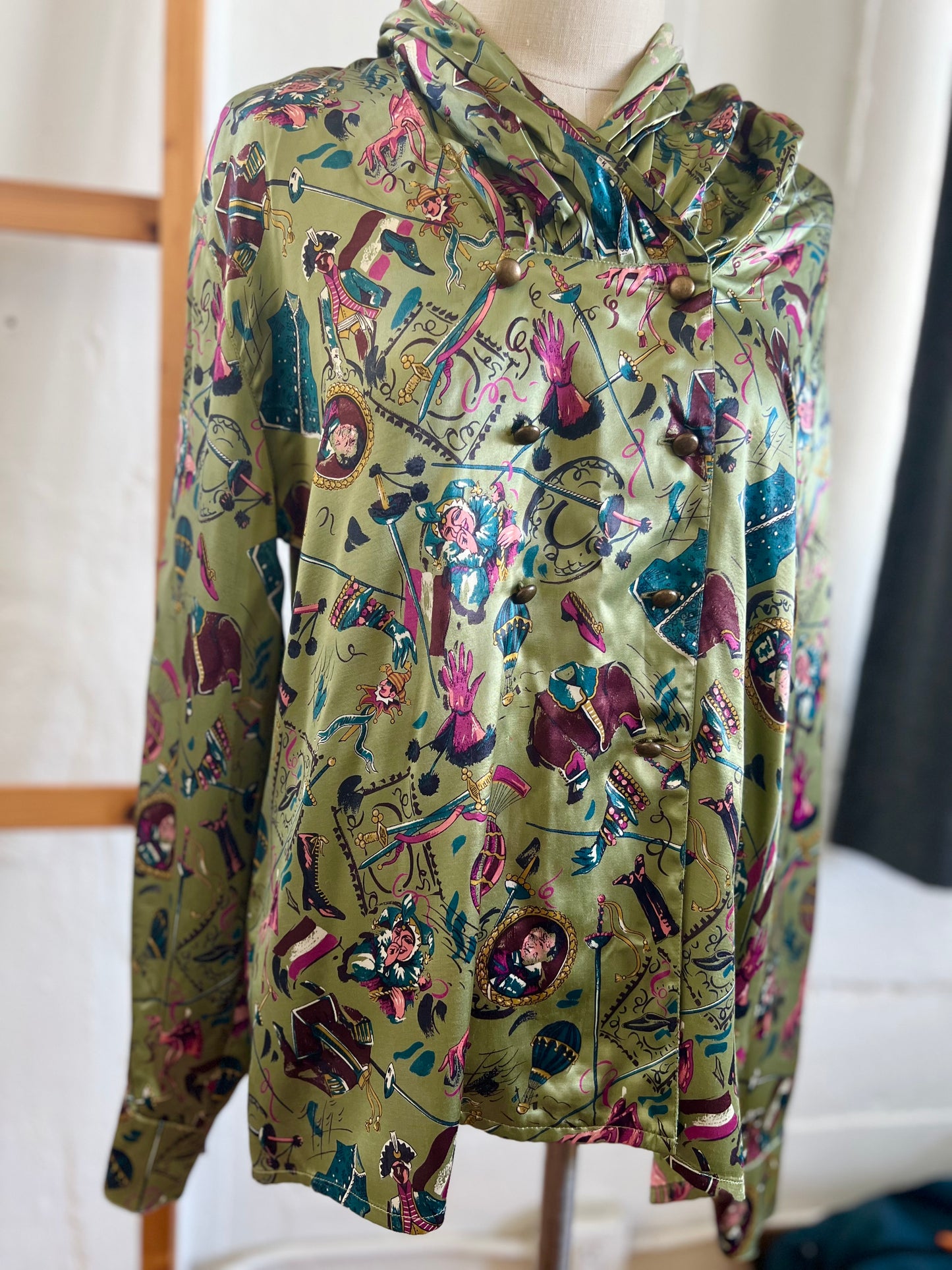 Vintage "CRISCA" circus silk long sleeves shirt / Size 42