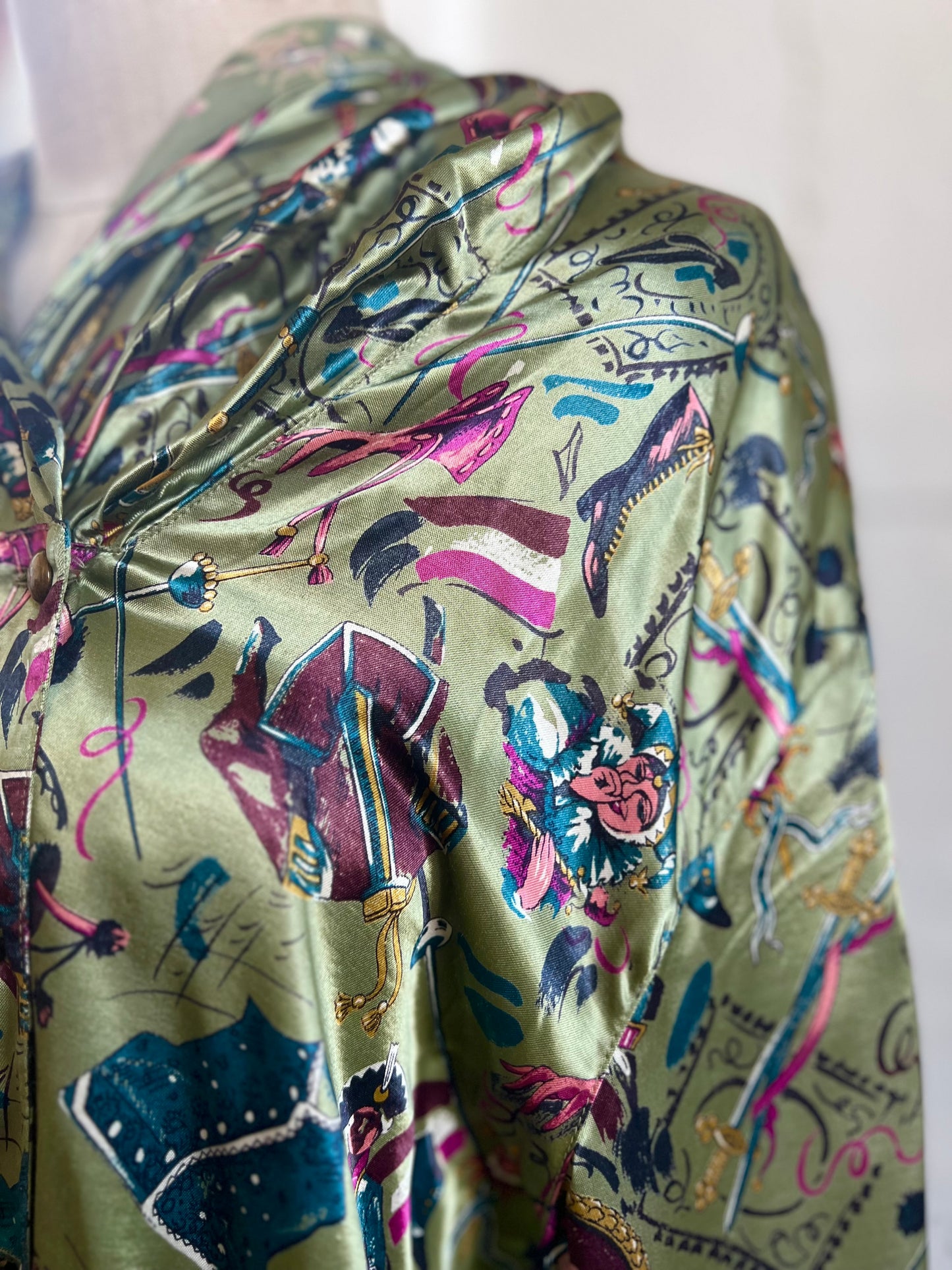 Vintage "CRISCA" circus silk long sleeves shirt / Size 42