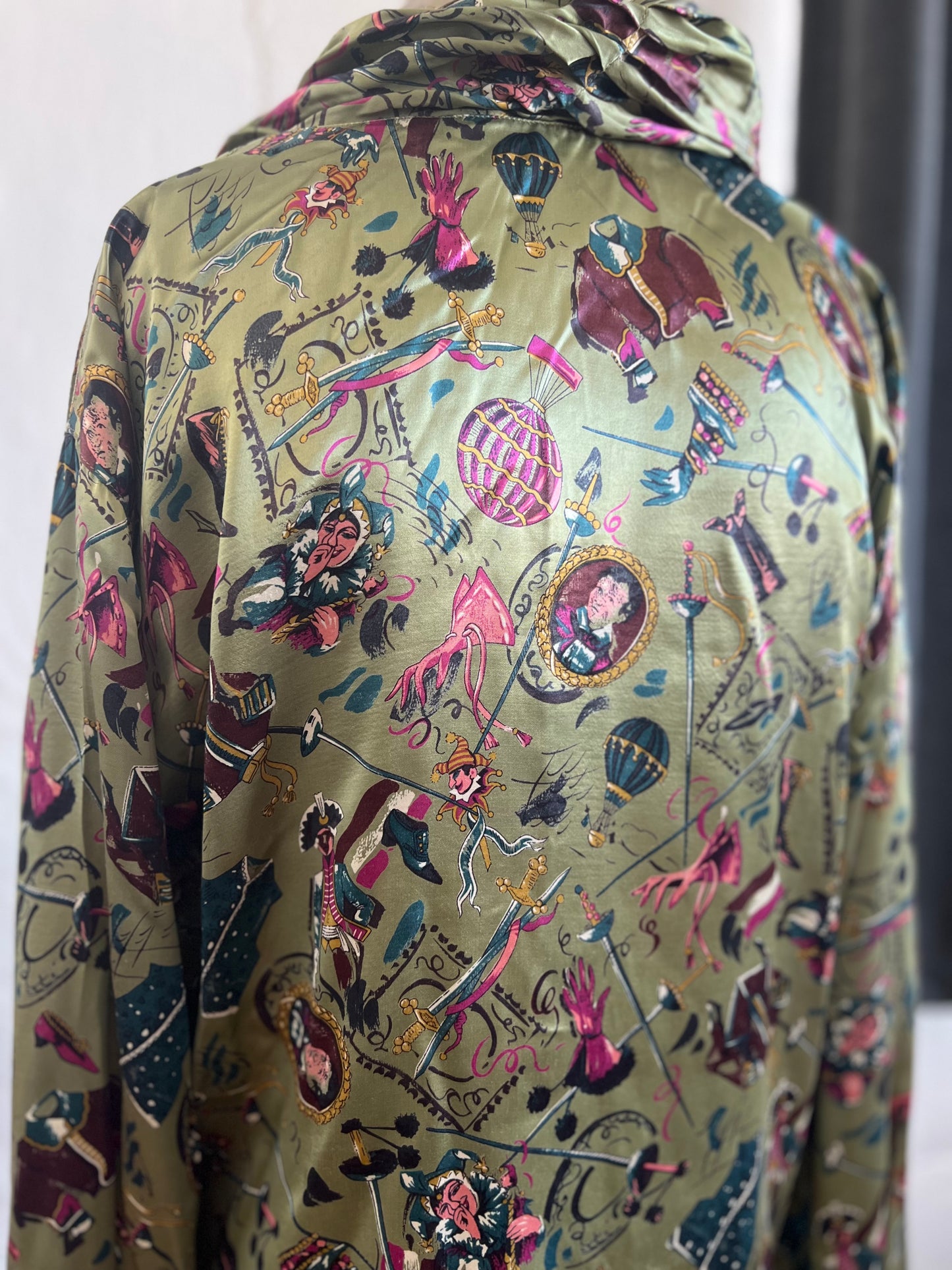 Vintage "CRISCA" circus silk long sleeves shirt / Size 42