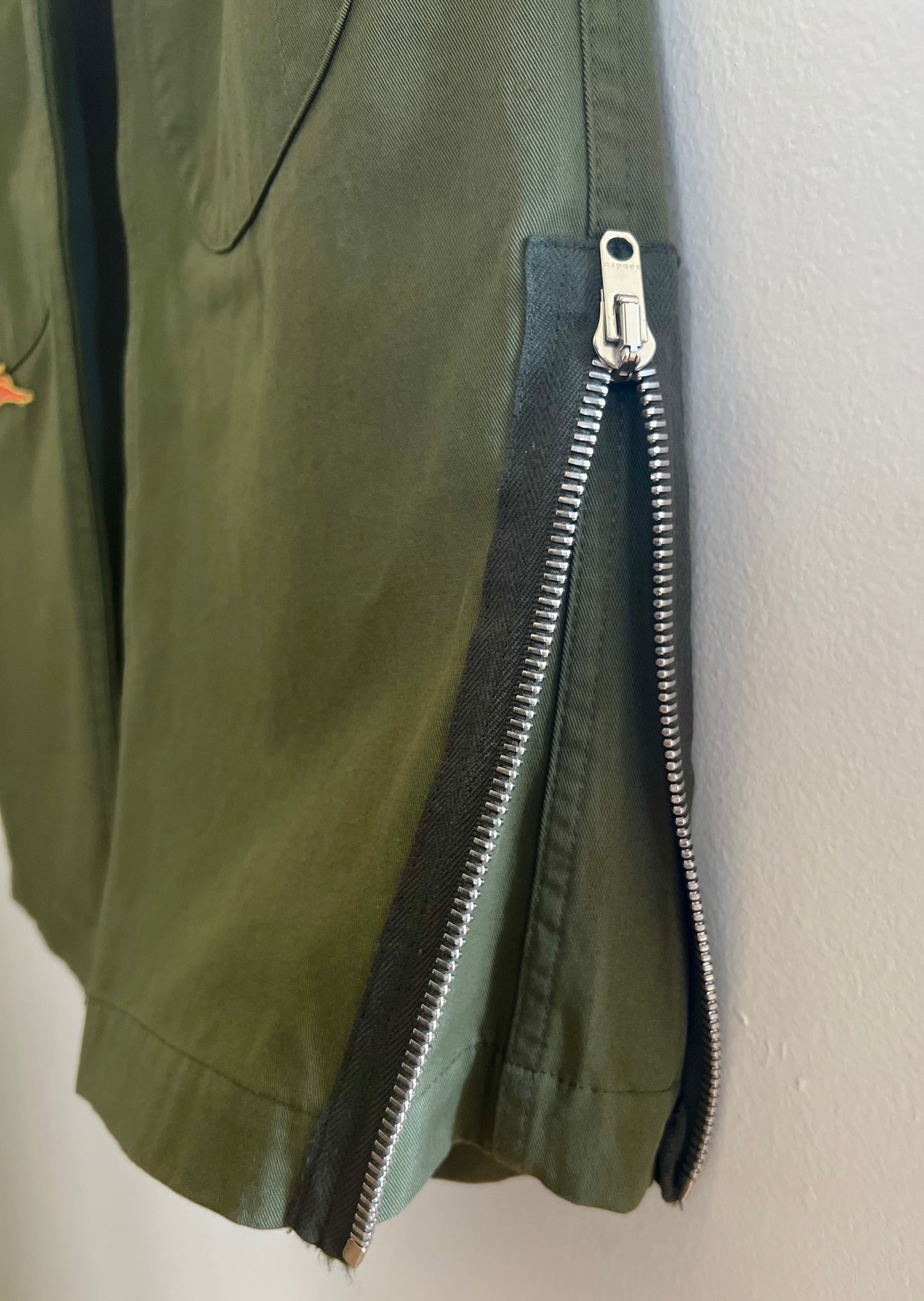 "Sandro" Glenwood Embroidered Wide-leg Pants in Olive Green - Size 36