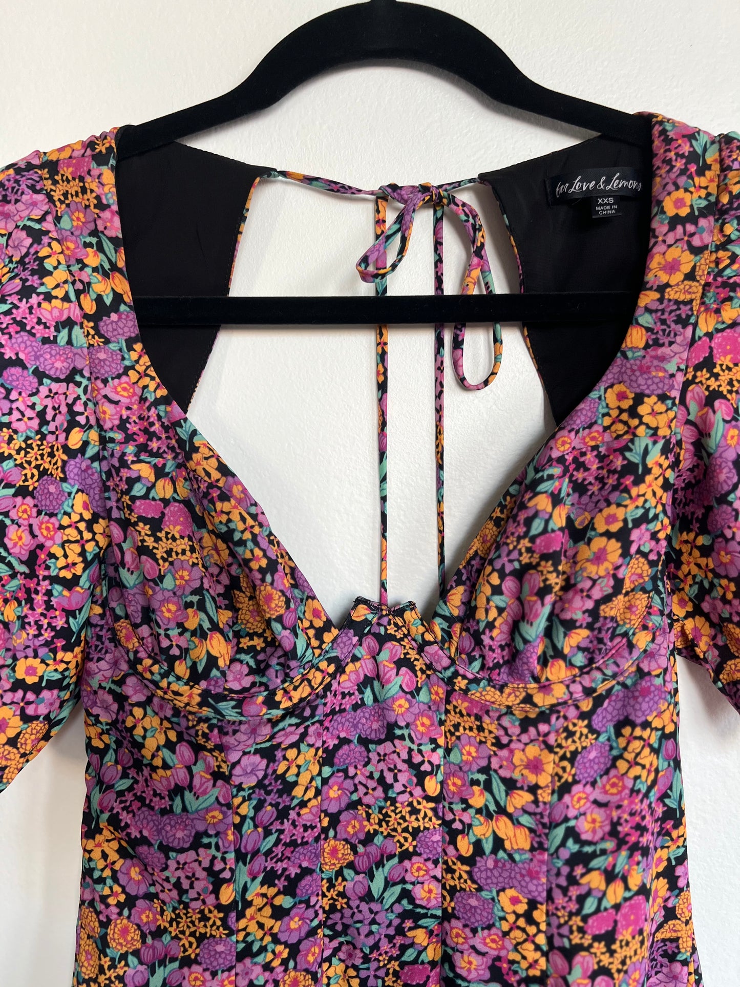 "For Love & Lemons" Claude Cutouts Printed Mini Dress - Size XXS