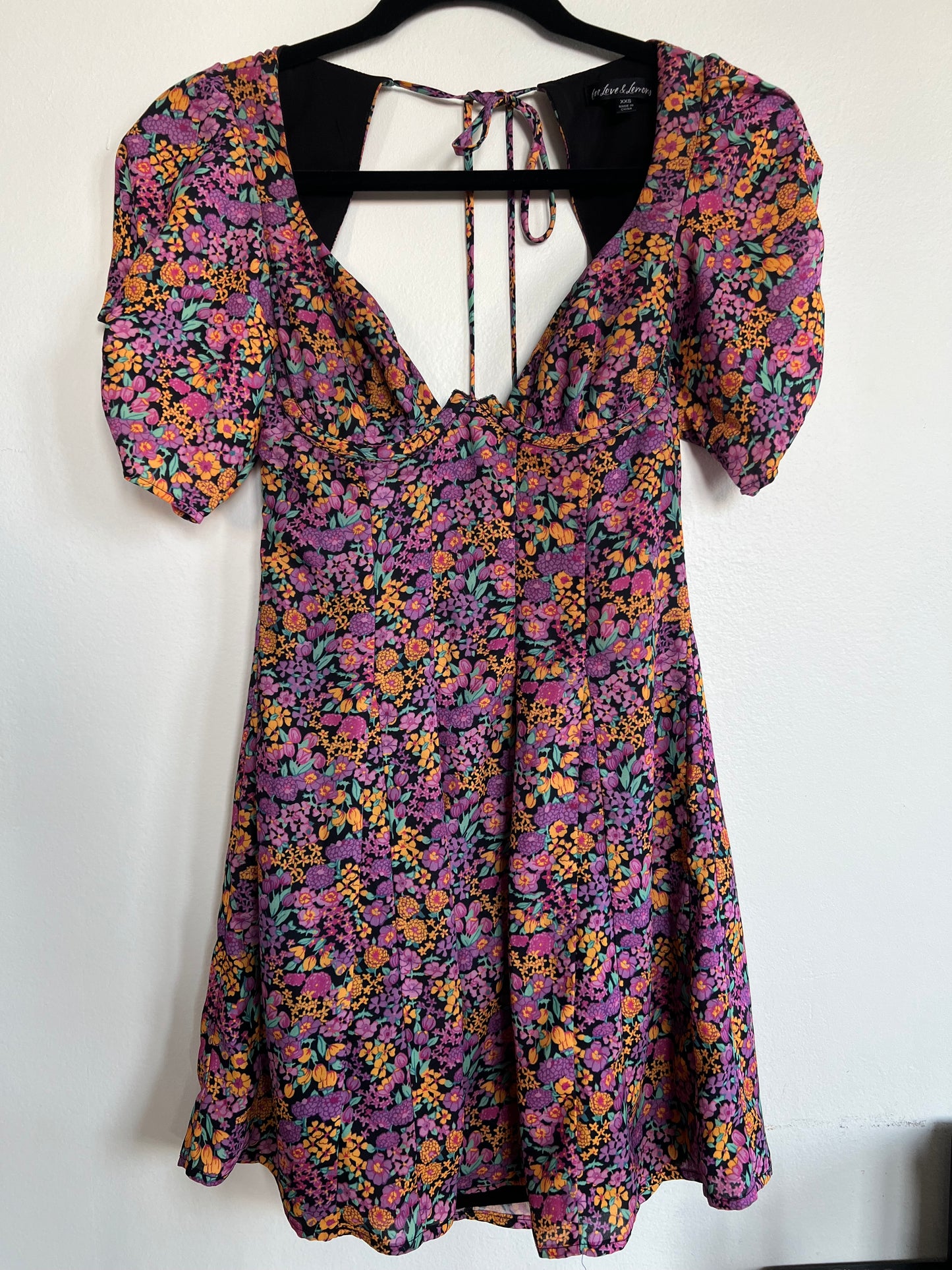 "For Love & Lemons" Claude Cutouts Printed Mini Dress - Size XXS
