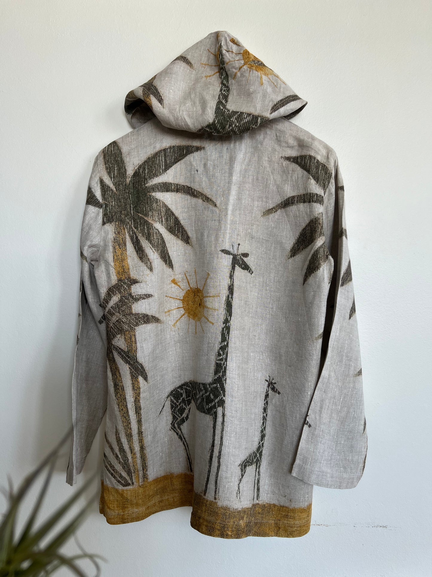 "Desigual" Linen jacket / shirt with hoodie - giraffe print - Size L