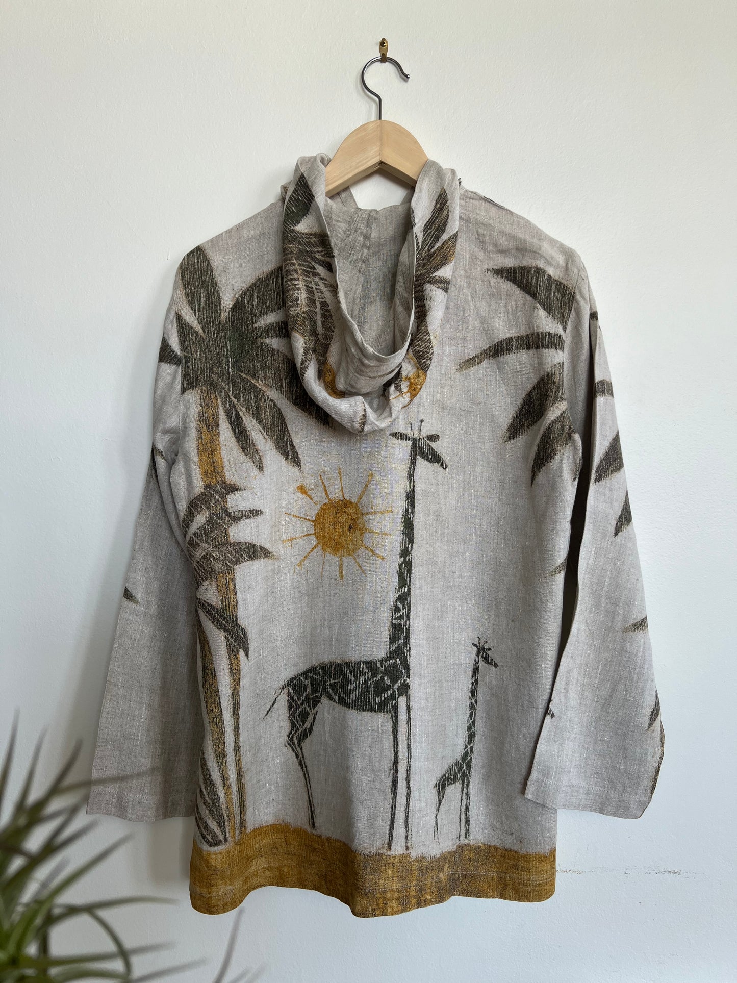 "Desigual" Linen jacket / shirt with hoodie - giraffe print - Size L