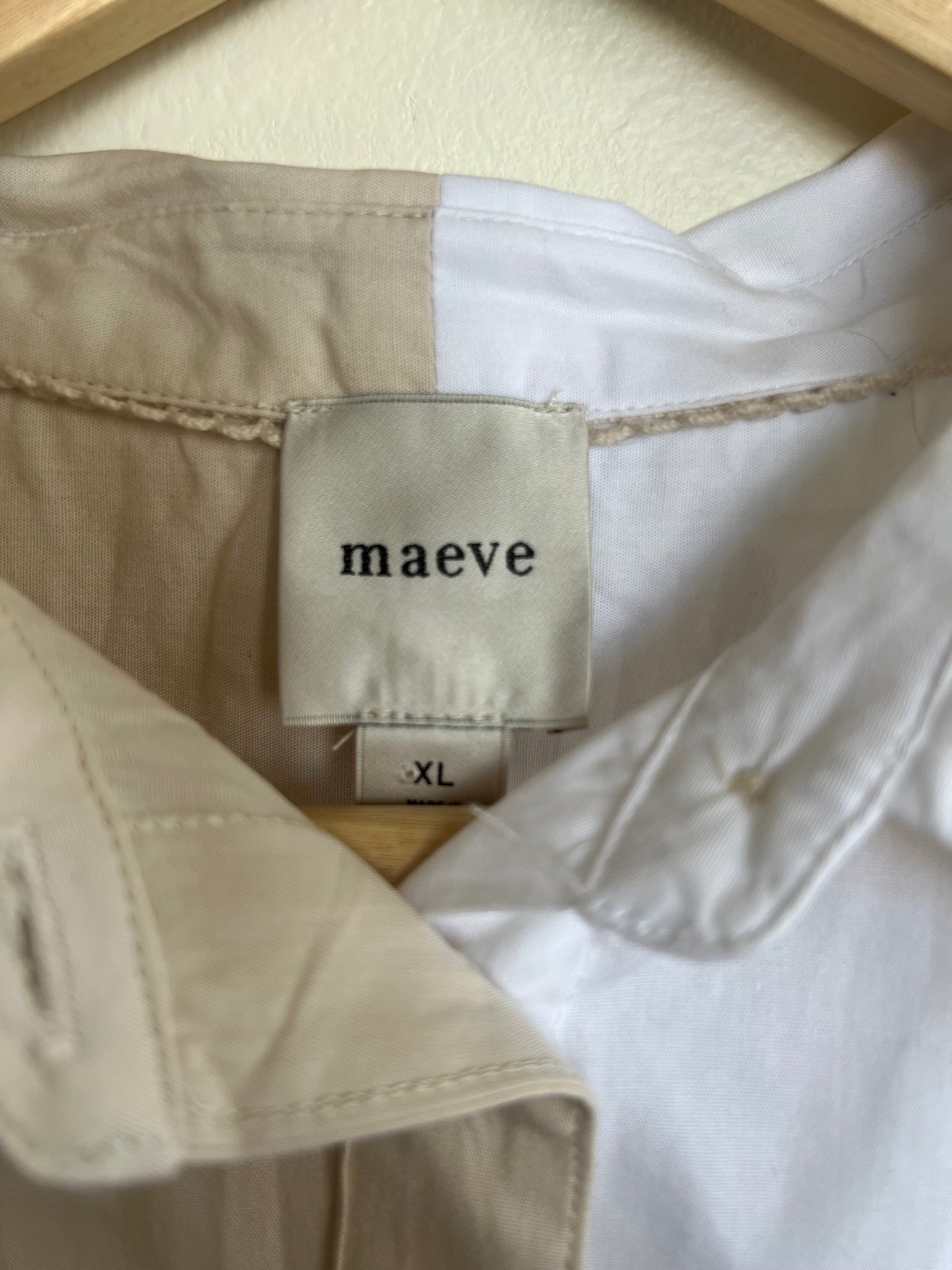 The Bennet Buttondown Shirt by "Maeve": Colorblock Edition / Anthropologie - Size XL