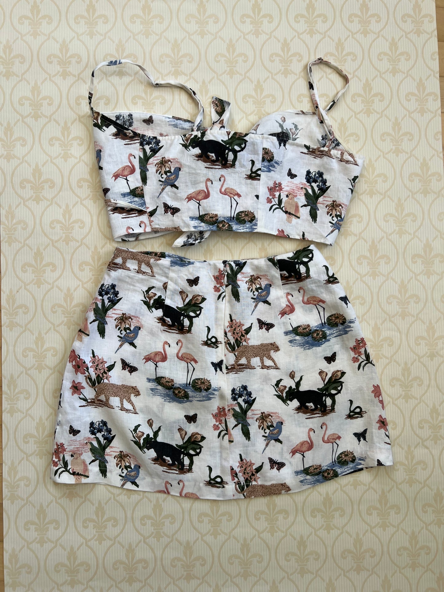 "Reformation" linen two-piece set, janeiro print - Size XS