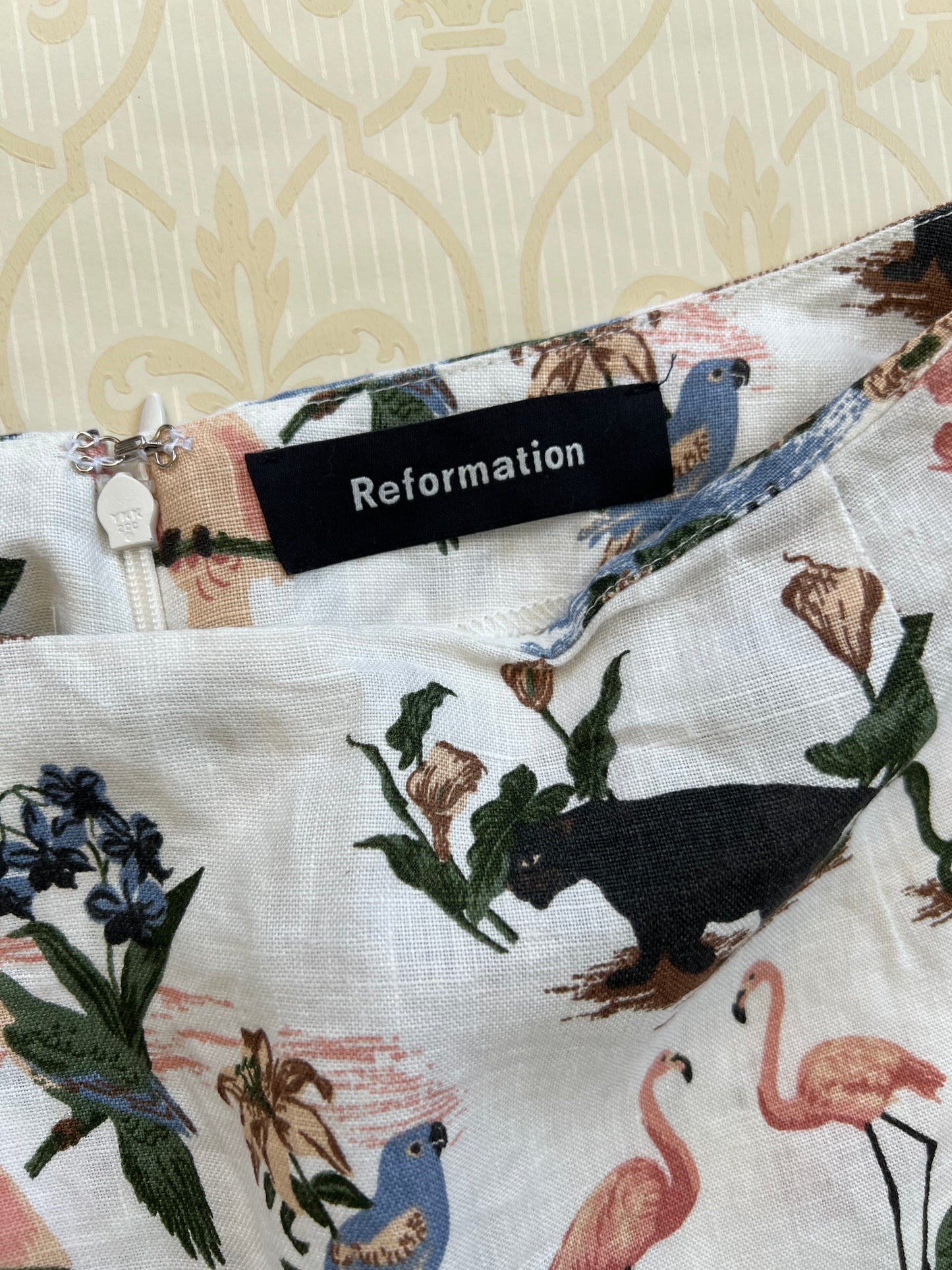 "Reformation" linen two-piece set, janeiro print - Size XS