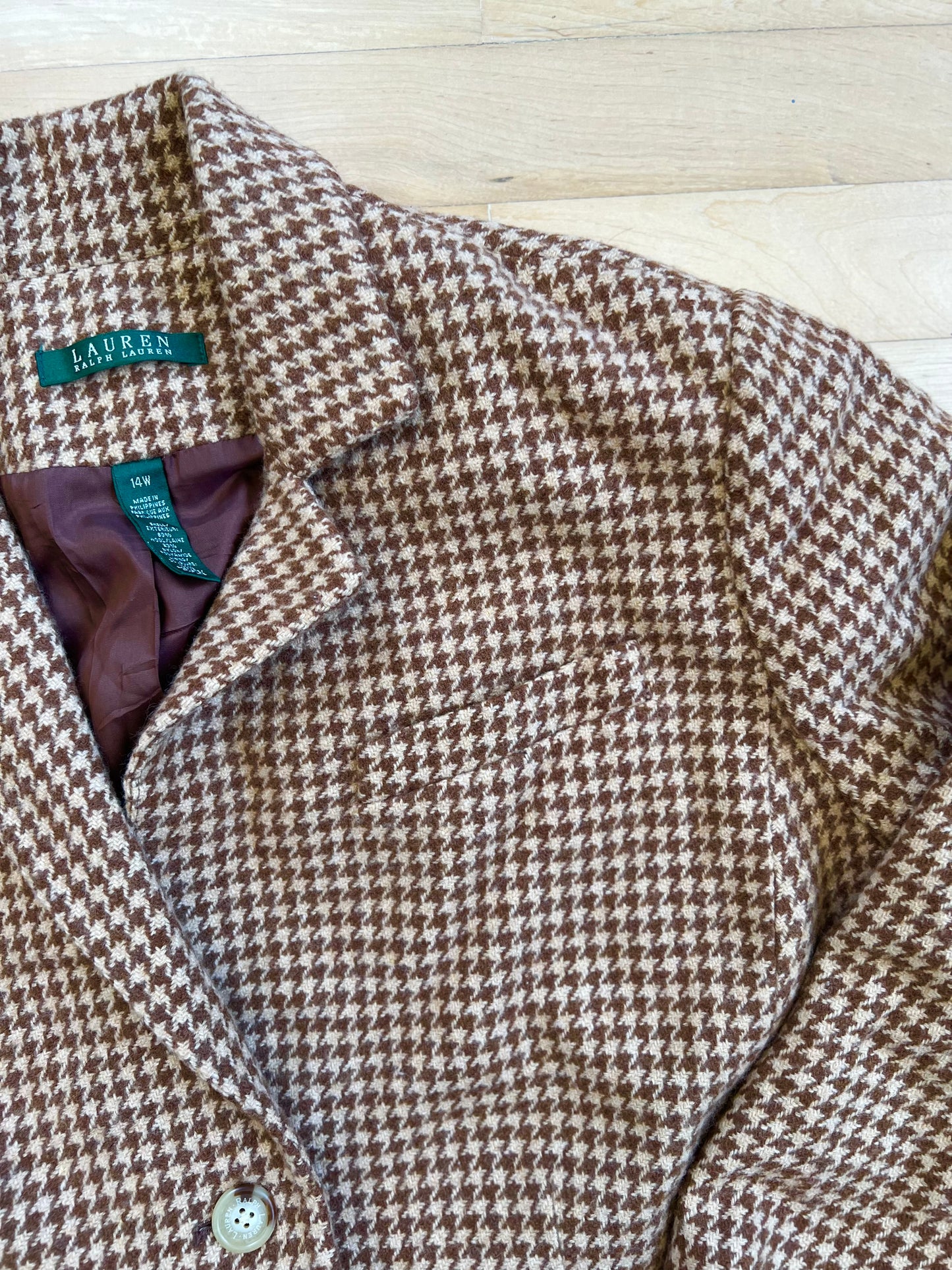 "Ralph Lauren" tweed brown blazer - Size 14W