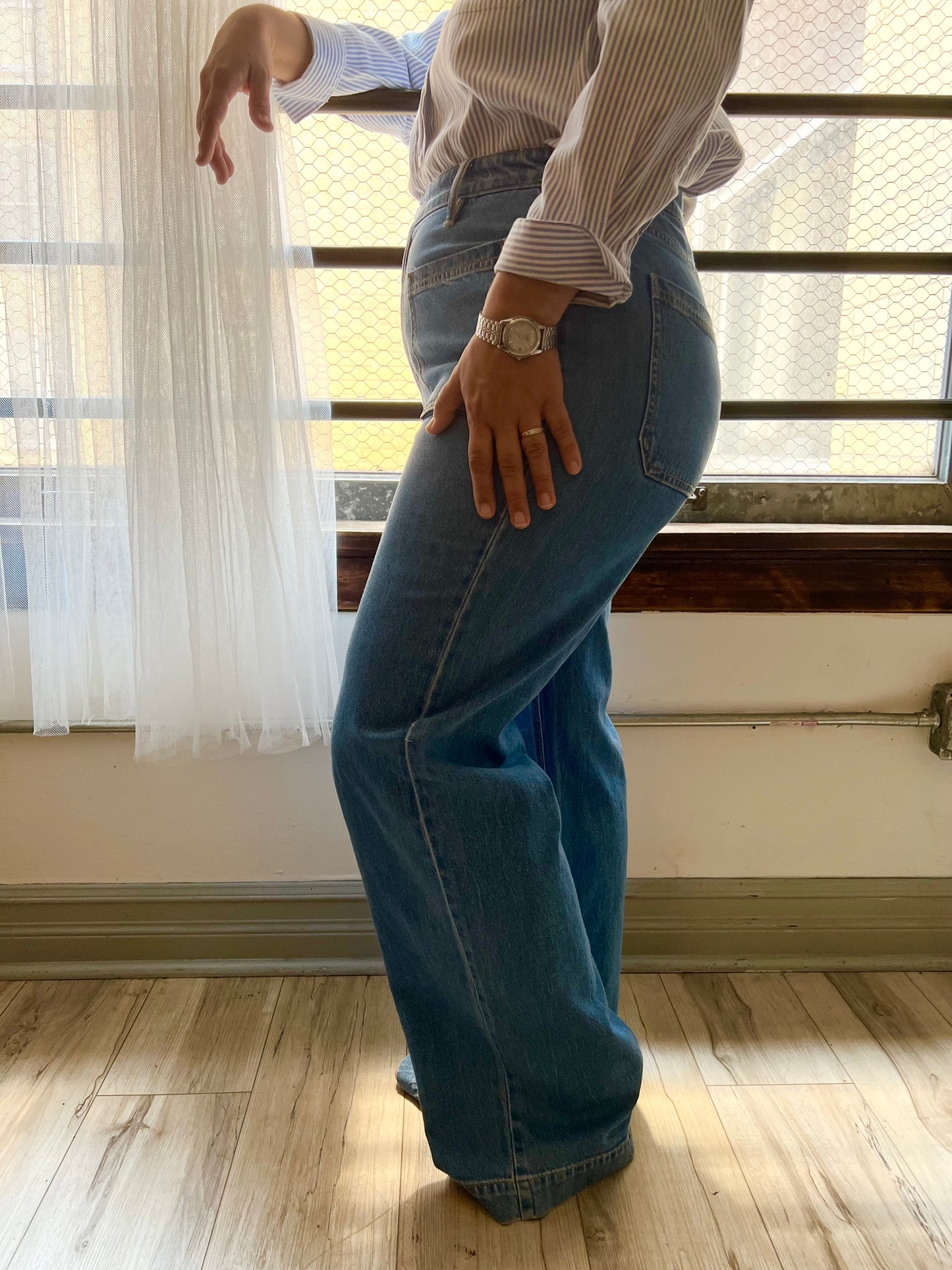"On 34th" high-rise and wide-leg jeans / Size 10