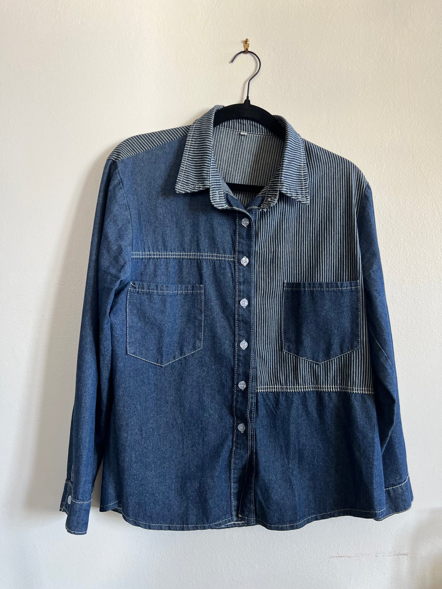 Jean long sleeves shirt with stripes - Size L