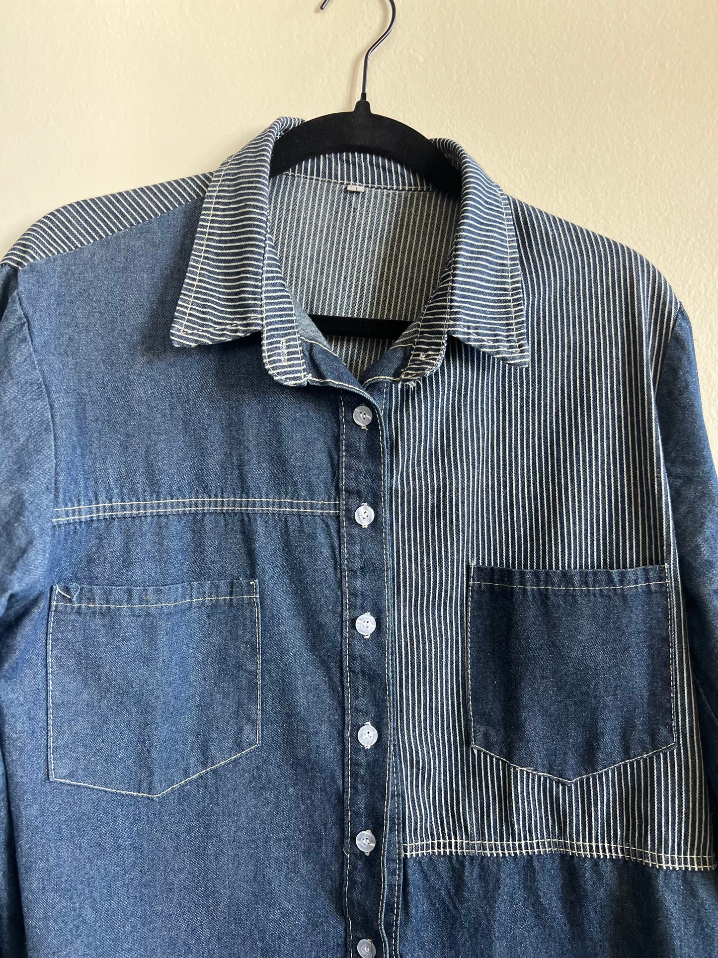 Jean long sleeves shirt with stripes - Size L