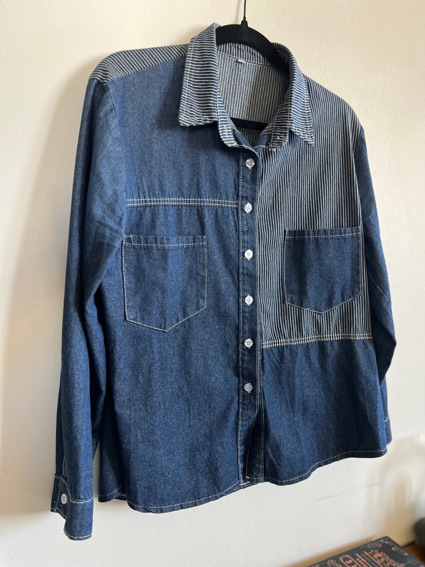 Jean long sleeves shirt with stripes - Size L