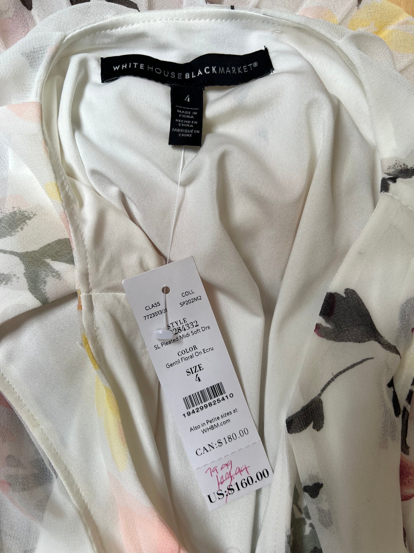 "White House Black Market" flower pleated dress - Size 4