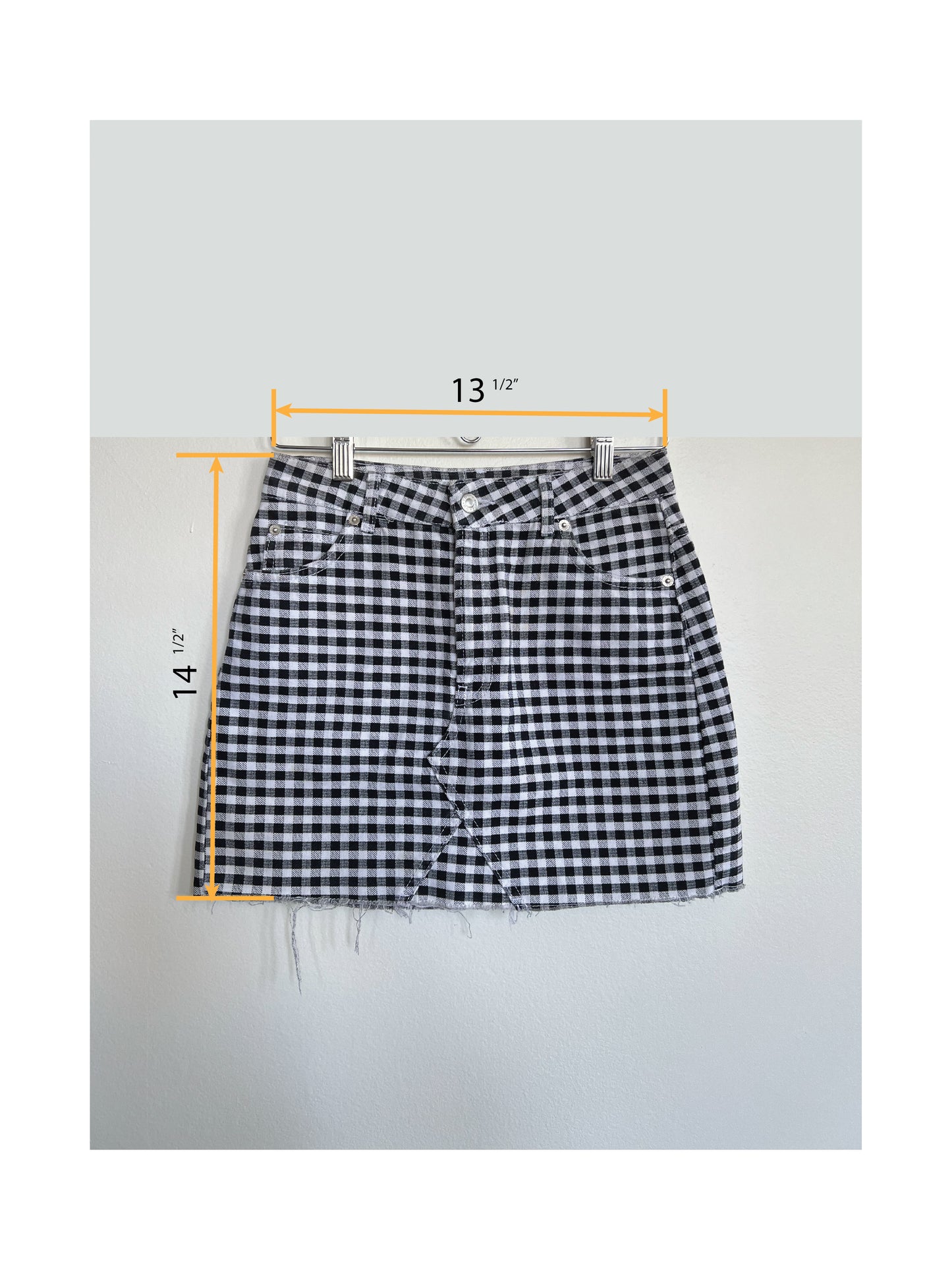 "TopShop" petite black and white checked mini denim skirt - Size 4