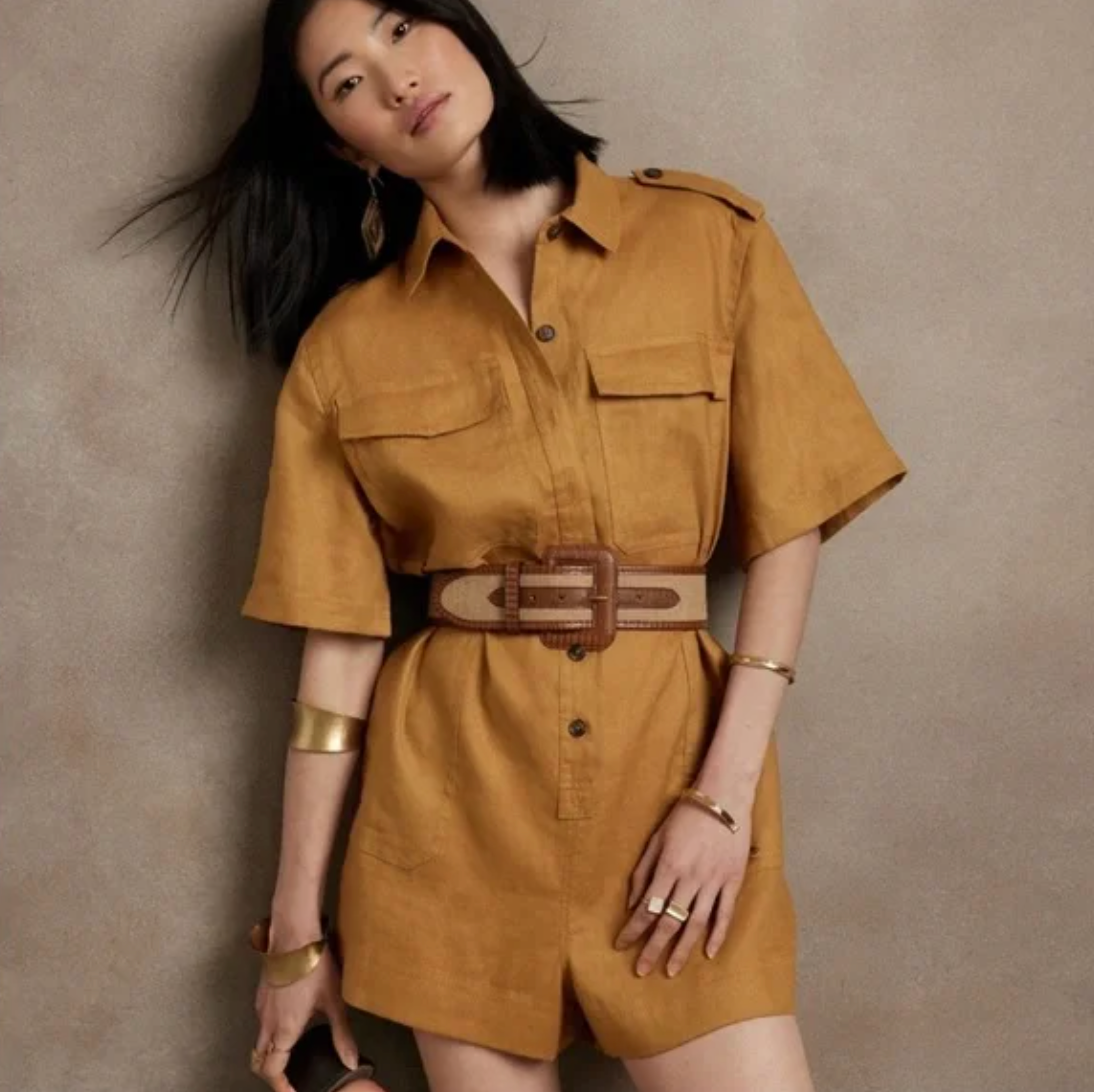"Banana Republic" Safari Utility LINEN Romper with belt / Size S