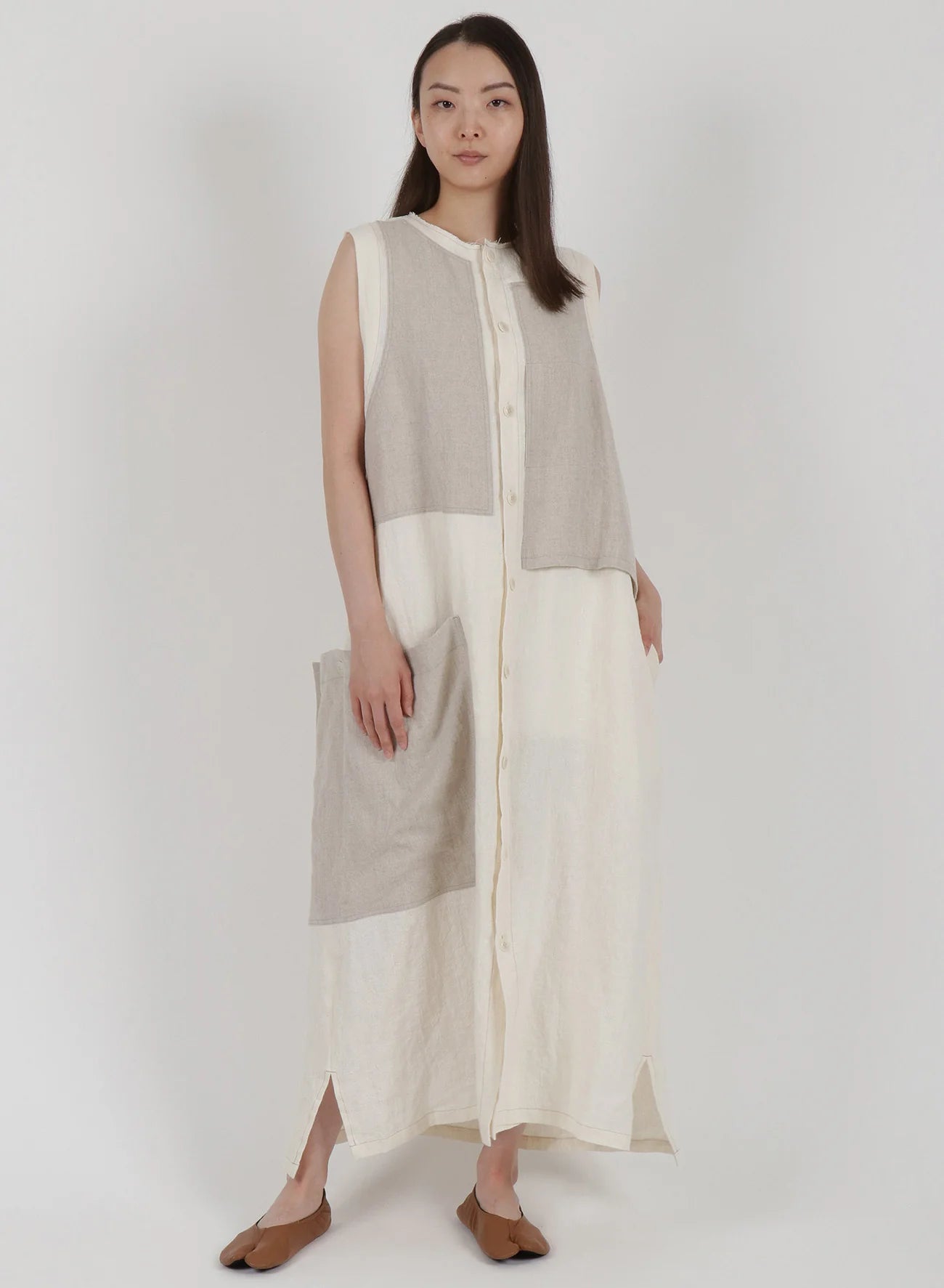 "INTENTIONALLY" colorblocked -free size- dress / See measurements