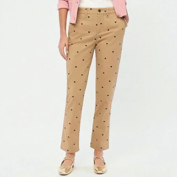 New with tag: "J Crew"- Printed high-rise girlfriend chino pant / Size 4