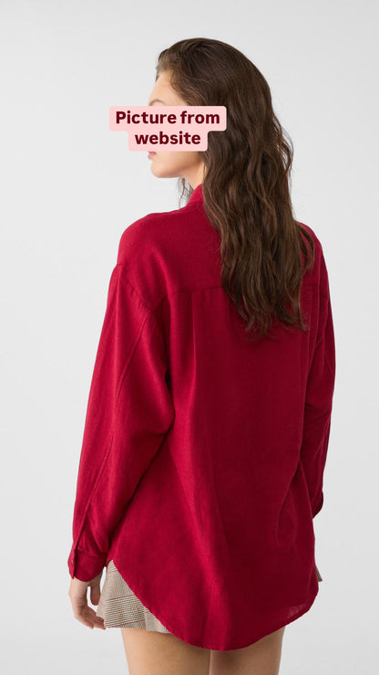 "Stradivarius" linen blend red long sleeve shirt - Size XS