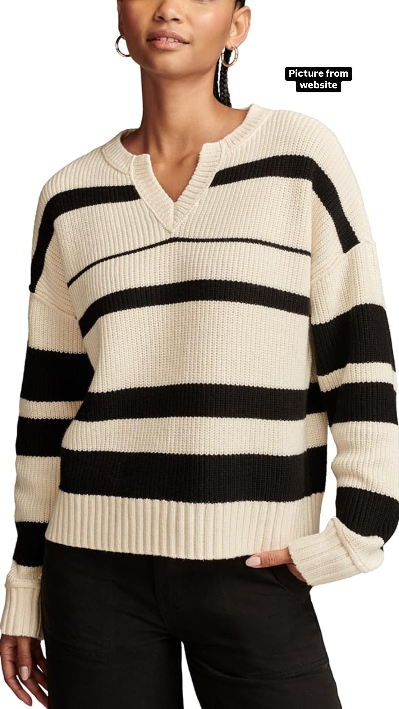 "Lucky brand" black and white stripes sweater - Size S