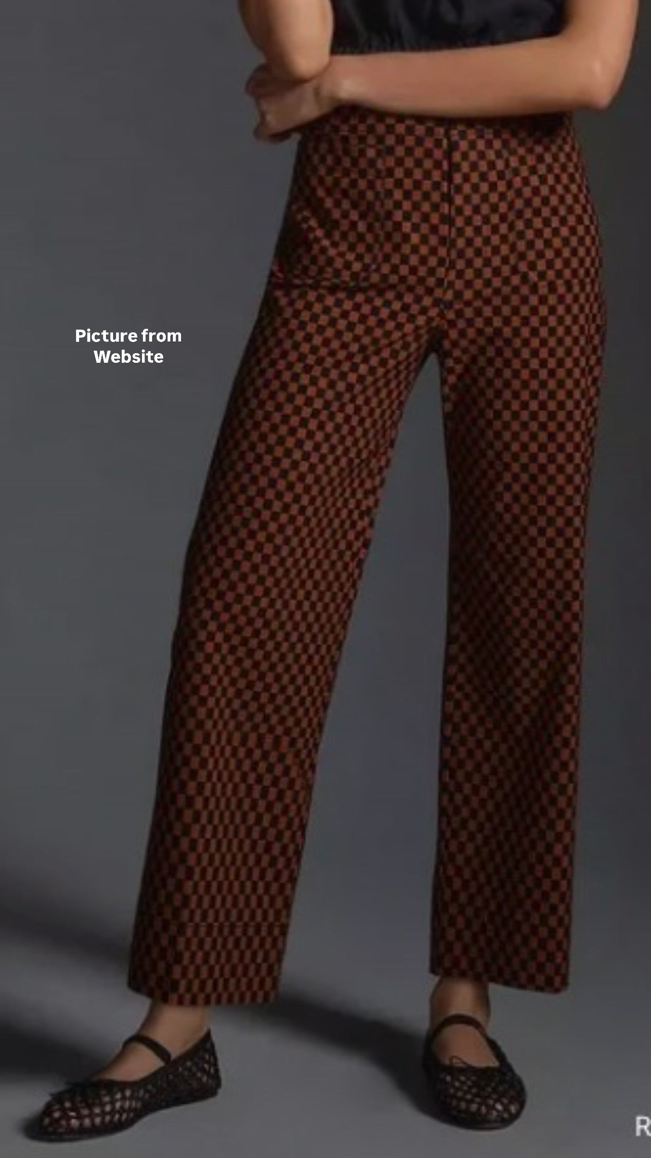 "Anthropologie-Maeve-Colette" tan black checkered crop pants - Size 26