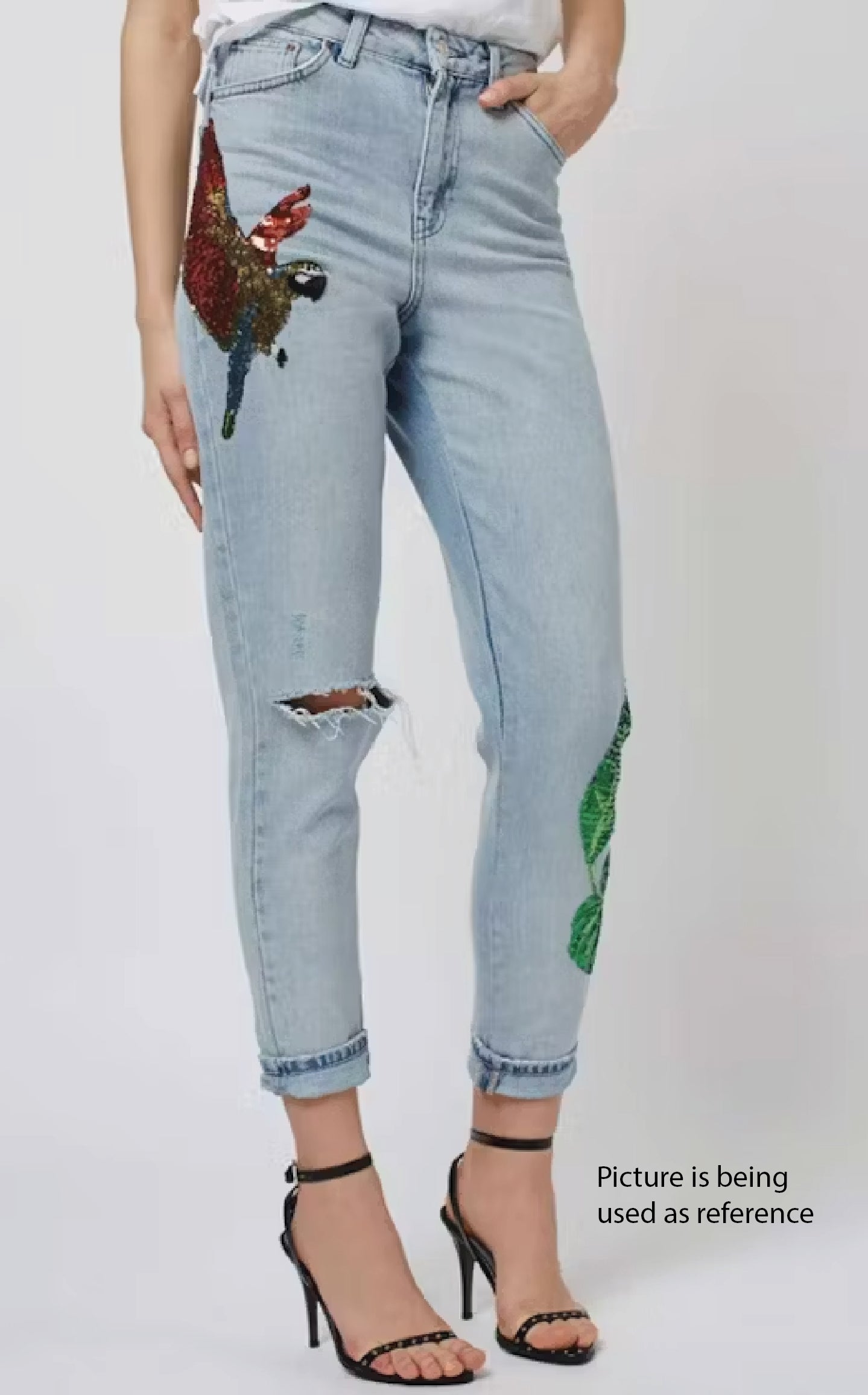 "Topshop Moto"Rio sequin - mom jeans / Size 26
