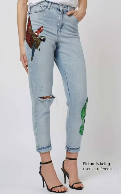 "Topshop Moto"Rio sequin - mom jeans / Size 26