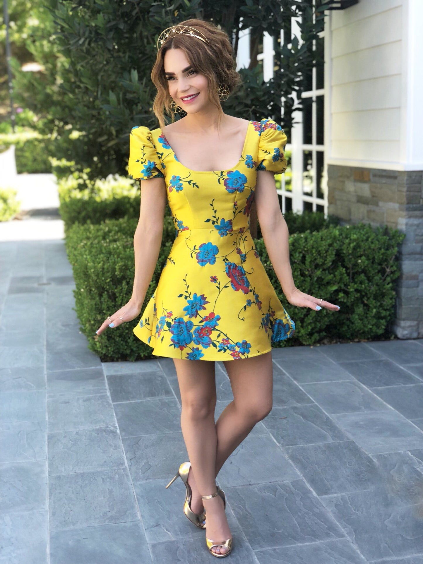 "LPA" Yellow Floral dress - Size M