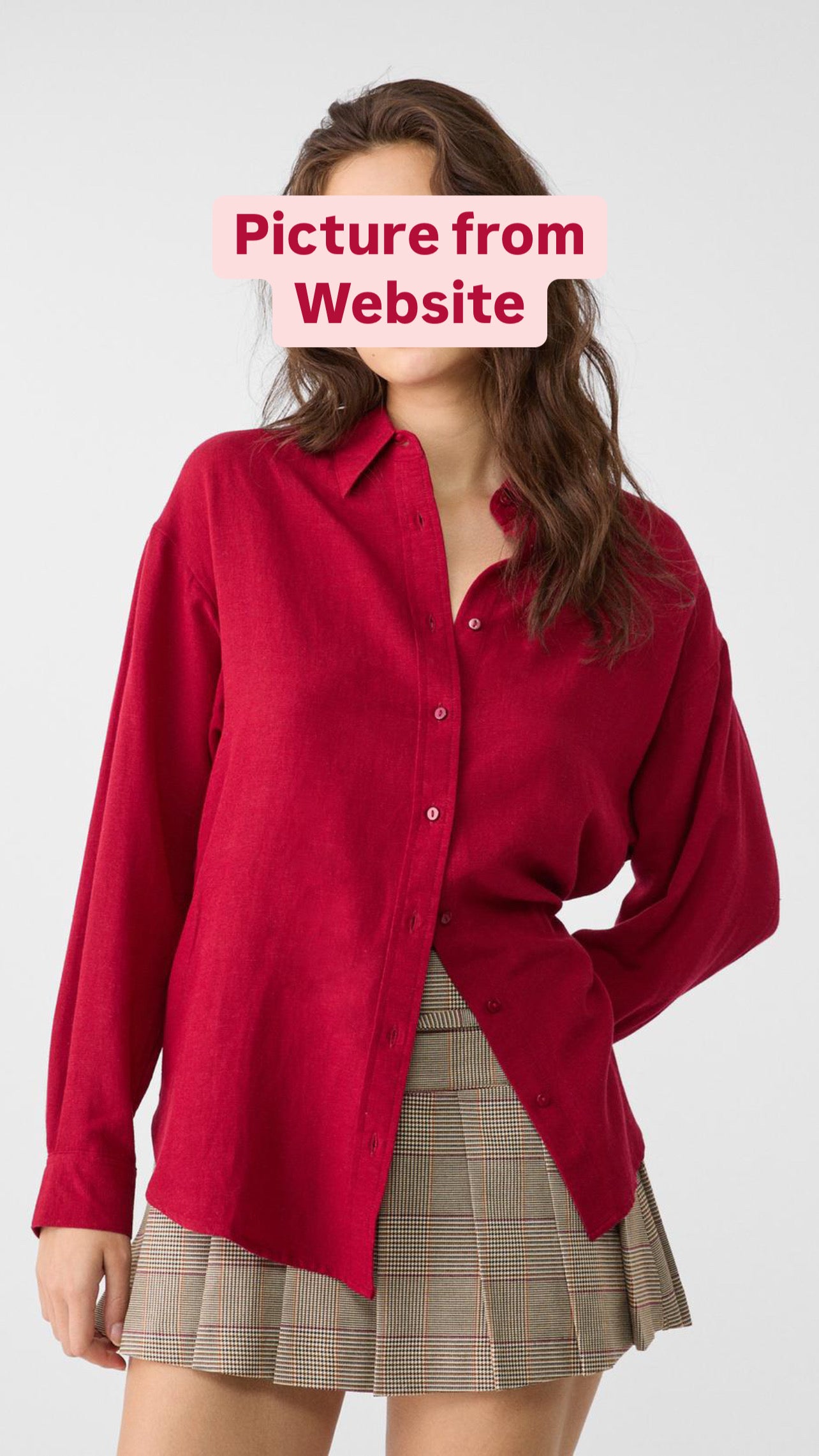 "Stradivarius" linen blend red long sleeve shirt - Size XS