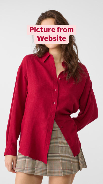 "Stradivarius" linen blend red long sleeve shirt - Size XS