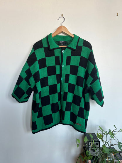 "boohooMAN" Oversized Boxy Open Stitch Checked Shirt & Short Set / Size L