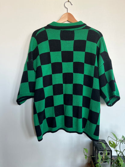 "boohooMAN" Oversized Boxy Open Stitch Checked Shirt & Short Set / Size L