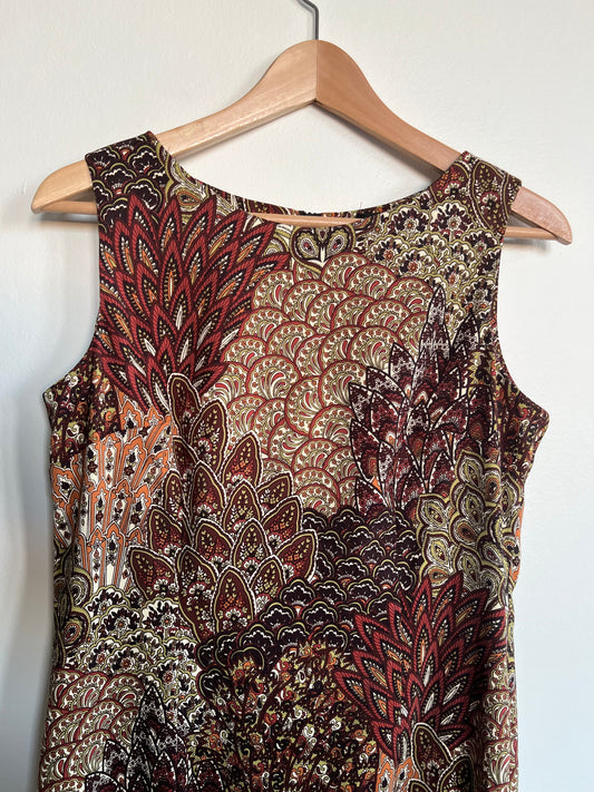 "Connected apparel" brown paisly dress / Size 10