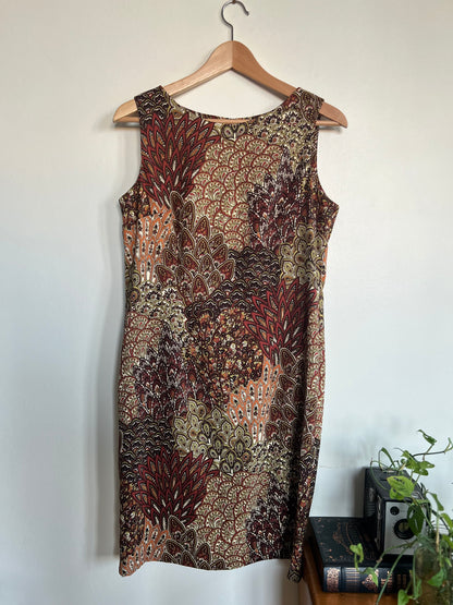 "Connected apparel" brown paisly dress / Size 10