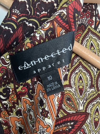 "Connected apparel" brown paisly dress / Size 10