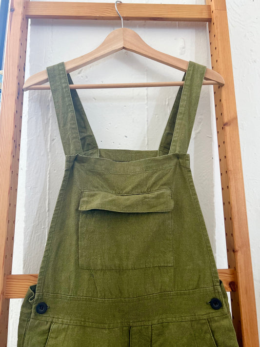 "SEEKER" Organic Cotton olive green overall / Size 28