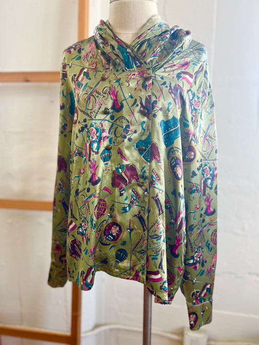 Vintage "CRISCA" circus silk long sleeves shirt / Size 42