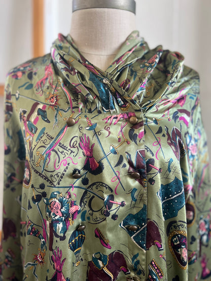Vintage "CRISCA" circus silk long sleeves shirt / Size 42