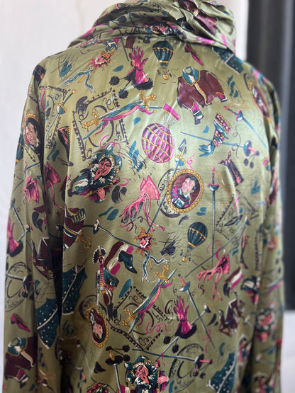 Vintage "CRISCA" circus silk long sleeves shirt / Size 42