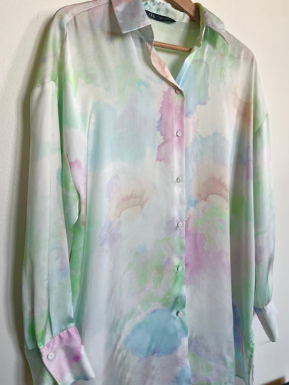 "Zara" silk button-down multicolor blouse / SIze S