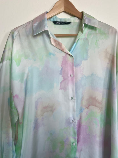 "Zara" silk button-down multicolor blouse / SIze S