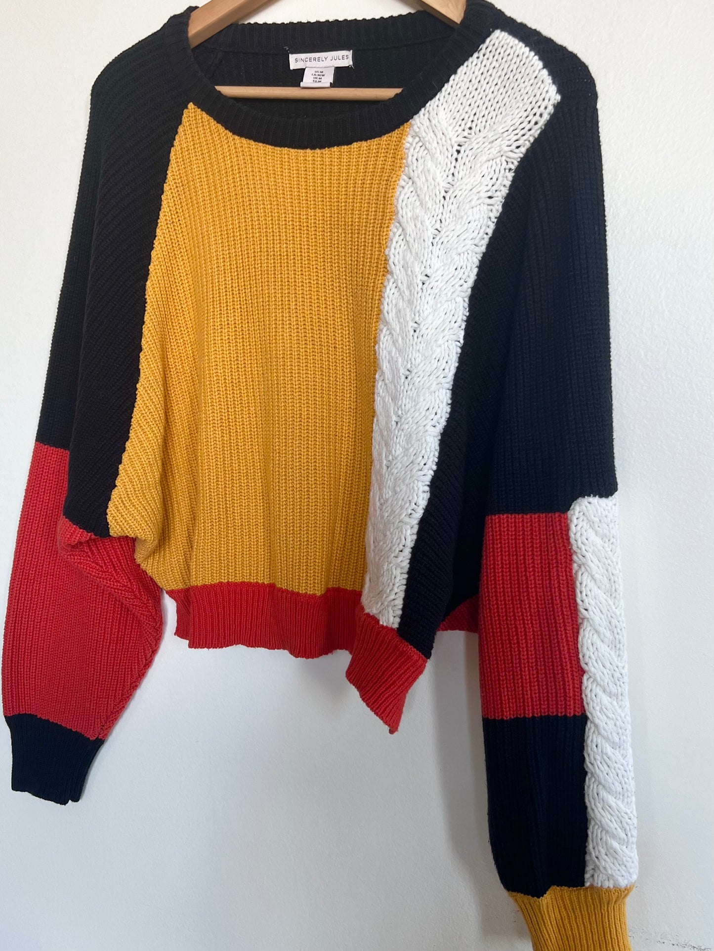 "Sincerely Jules" color-block knit sweater / Size M