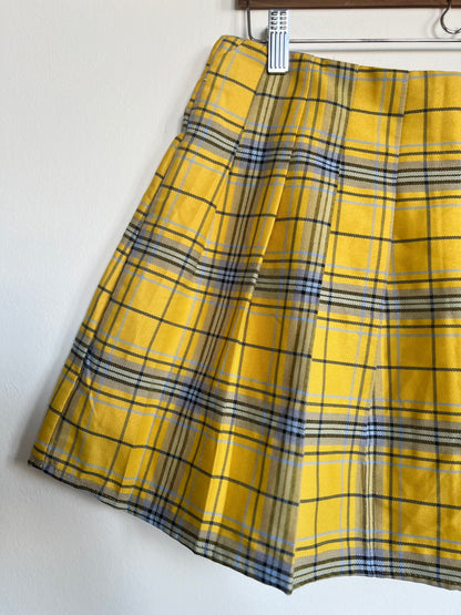 "Forever 21" duel-buckle yellow plaid skirt / Size M