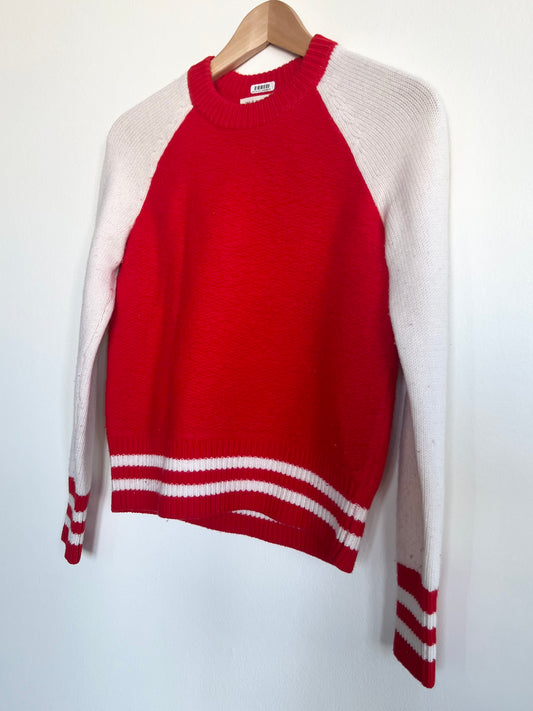"Rag & bone" red & white sweater / 100% Merino wool / Size XS