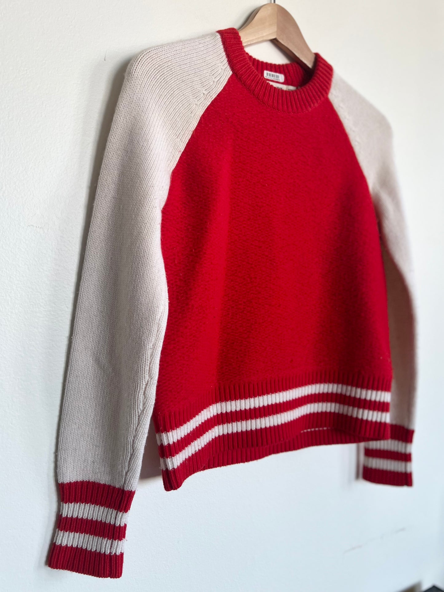"Rag & bone" red & white sweater / 100% Merino wool / Size XS
